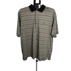 Pierre Cardin Striped‎ Polo Shirt Gray Black Size XL Classic Casual Golf Style